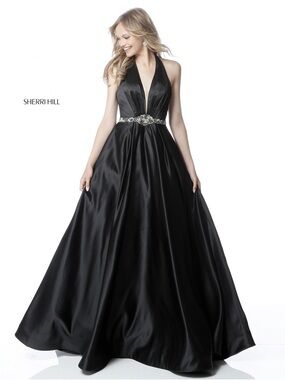 Midnight Satin Statement ✨ Black Tie Glam Sherri Hill Gown NWT